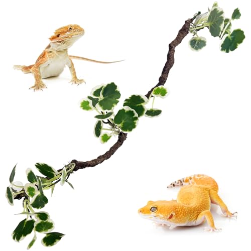 Flexible Bend-A-Branch Climbing Reptile Jungle Vines Snake Climbing Branch for Terrarium Plants Crested Gecko Tank Accessories for Leopard Gecko Lizard Chameleon Frog (Green)