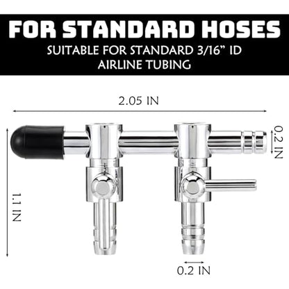 3 Pack 2-Way Aquarium Stainless Steel Air Flow Control Lever Valve with Airline Tubing Connector for Air Pumps Fish Tank Multi-Port Distributor Splitter - style: 2-Way