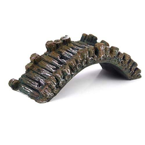 2pcs Aquarium Ornament Fish Tank Resin Landscape Bridge Iron Grey 50mm Tall 135x50mm Safe for Freshwater Aquatic Scene