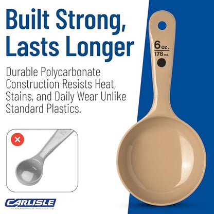 Carlisle FoodService Products Measure Miser Plastic Measuring Spoon with Short Handle, 6 Ounces, Beige
