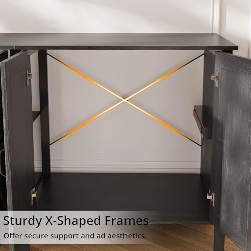 VOWNER 100-150 Gallon Fish Tank Stand with Power Outlet, Heavy Duty Aquarium Stand with Cabinet Storage for Fish Tank, Turtle Tank, Reptile Terrarium, 60" L*23.6" W Tabletop, 2200 LBS Capacity, Black - color: Black
