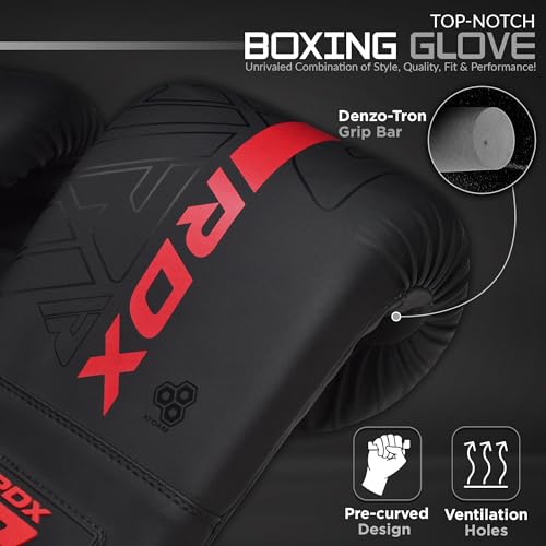 RDX Bag Gloves Boxing Punching Mitts, Maya Hide Leather, Padding, Ventilated Palm, MMA Heavy Punch Training, Muay Thai Kickboxing Focus Pads Double End Speed Ball Workout, Adult Men Women - color: Red