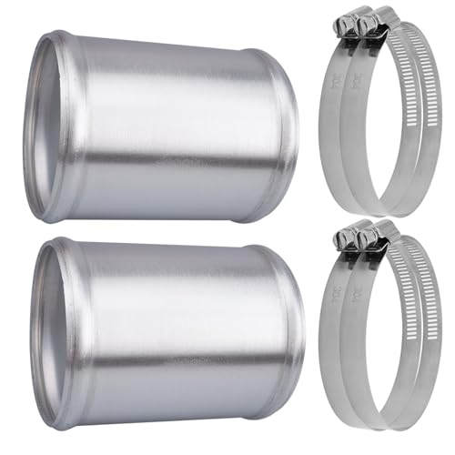 AC PERFORMANCE 3.5" (89mm) OD Aluminum Alloy Hose Joiner Silicone Pipe Connector Bead, 4" Length with 304 SS Clamps, Pack of 2 - size: 3.5" (89mm) - 2PCS