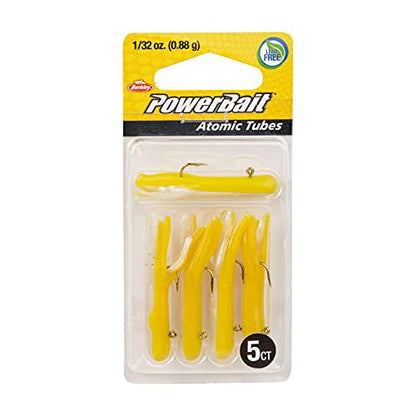 Berkley PowerBait Pre-Rigged Atomic Tubes Fishing Soft Bait - color: Yellow Back, size: 1/32 oz