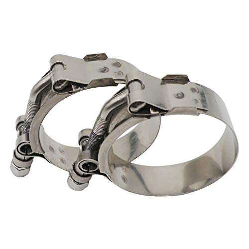 1.5" T Bolt Hose Clamp Stainless Steel - Working Range 41mm - 48mm for 1.5" I.D. Hose with 2mm - 5mm Wall Thickness, Roadformer T-Bolt Clamps Featured to Provide Reliable Sealing Force, 2 Pack - size: 1.5" Hose Clamp 41mm - 48mm (1.61" - 1.89")