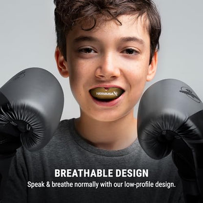 Hayabusa Combat Sports Mouth Guard Youth, Kids and Adult Sizes Comes with Case - Gold/White, Youth - color: Gold/White, size: Youth