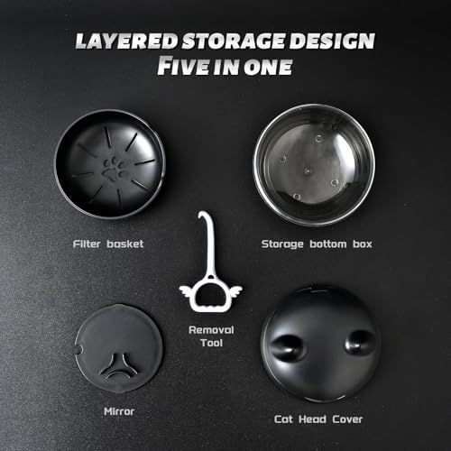 Retainer Case Denture Bath Case Basket Mirror Leak-proof Black Cat - color: Black Cat