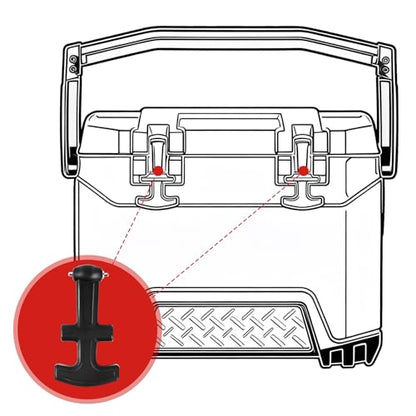 Upgraded Cooler Latches & Drain Plug Kit - Durable Rubber, Compatible with Yeti Roadie, Tundra, Tank, and RTIC - style: T-handle Latches