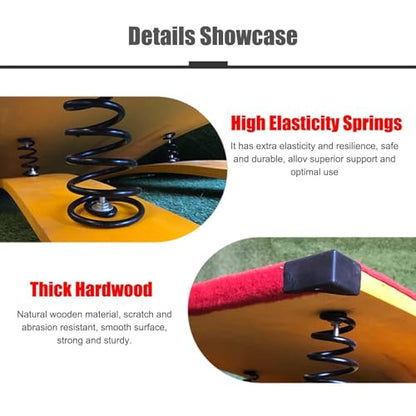 Youth Gymnastics Springboard, Hardwood Gymnastics Springboard 4 Spring Vault Springboard with Anti-Slip Felt and Foot Pads Sports Club/Martial Arts Springboard
