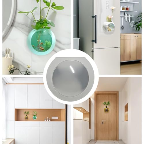 Wall Mount Vase - Strong Adhesive Silicone Vase Wall Plant Pot,Fish Tank Mount, Clear Terrarium Air Plant Holder Propagation Station for Hydroponics Plants - color: Light Gray