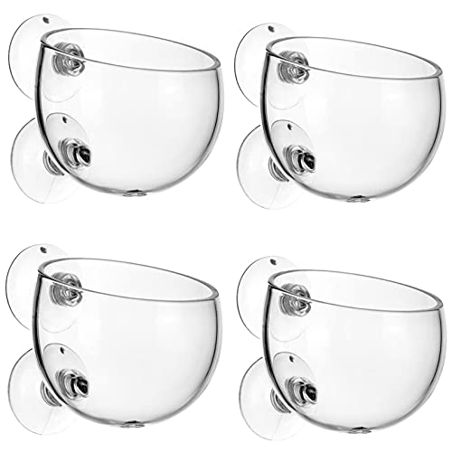 Aquarium Plant Holder Pot Aquarium Decor Crystal Glass Aquatic Plant Cup with Suction Cups for Fish Tank Aquascape Decoration (4 Pack)
