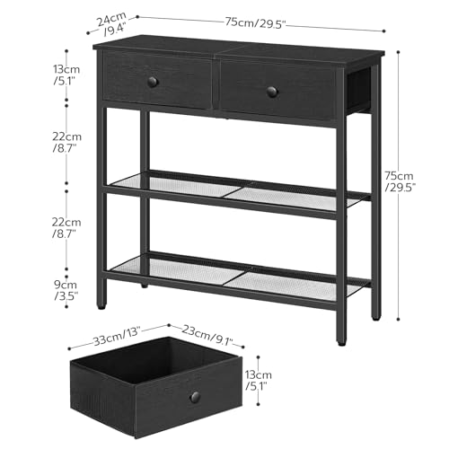 HOOBRO 20 Gallon Fish Tank Stand with Power Outlets and LED Light, Small Entryway Table with 3-Tier Storage Shelves, Turtle Tank Stand with Cabinet Storage, for Living Room, Hallway BB72XG01 BB40UDFT0