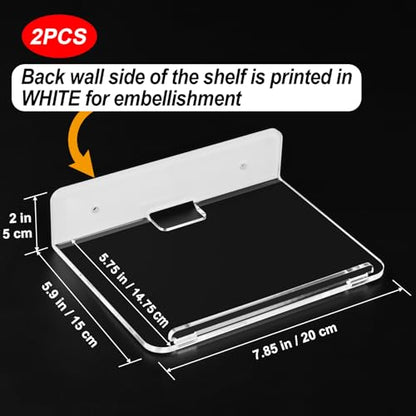 Cosmos Set of 2 Acrylic Floating Wall Shelves Hanging Shelves, Adhesive Wall Display Shelf Stand for Plant Pot, Speaker, Security Camera, Figures in Office and Home, 7.8 x 5.8 Inch (Transparent Clear) - color: Transparent Clear