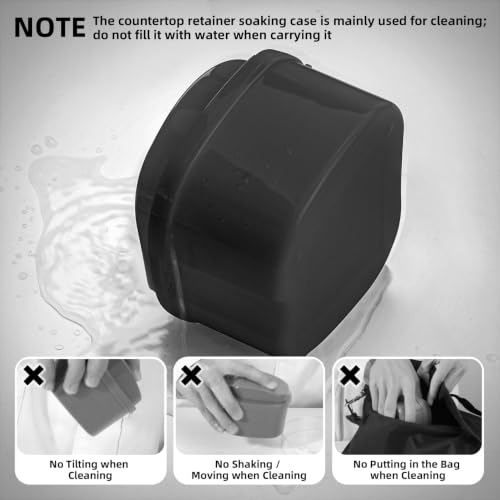 Annhua Denture Cup Retainer Cleaning Case Denture Soaking Container With Strainer Basket, Denture Cups For Soaking Dentures Mouthguard Storage Holder - Black - color: Black