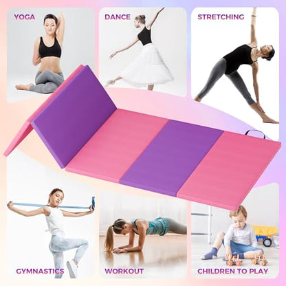 GarveeLife Folding Gymnastics Mat, Exercise Mats & Gymnastics Tumbling Mats, Thick Portable Home Gym Floor Pad for Yoga, Pilates, Aerobics & Martial Arts Training, five Pads Folding design