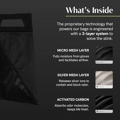 Salt Glove Bag Smell-Proof Durable Odor Containing Bag for Gloves - Extra Large - Water-Resistant and Easy to Clean - Black - size: XL