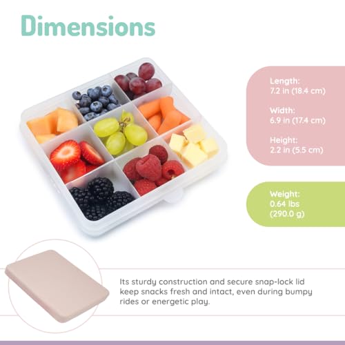 melii Snackle Box – Divided Snack Container, Food Storage for Kids, Removable Dividers, Arts & Crafts, Beads, BPA-Free – 9 Compartments - Oatmilk