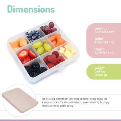 melii Snackle Box – Divided Snack Container, Food Storage for Kids, Removable Dividers, Arts & Crafts, Beads, BPA-Free – 9 Compartments - Oatmilk