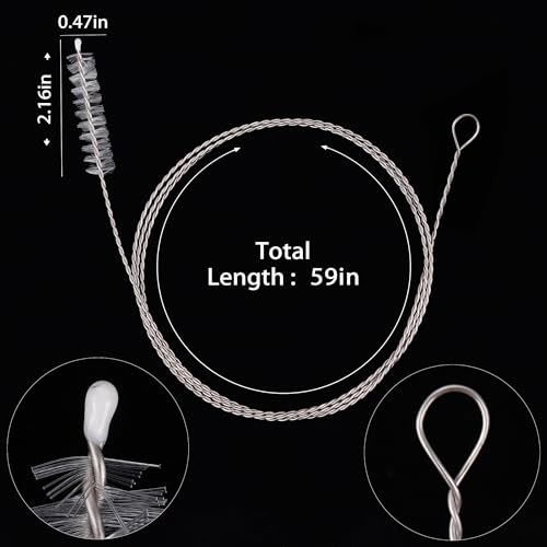 Flexible Drain Brush-Extra Long Pipe Inner Nylon Cleaner Tool for Cleaning Plumbing/Refrigerator/Sink Tube 150cm/59inch (2 PCS)