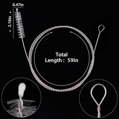 Flexible Drain Brush-Extra Long Pipe Inner Nylon Cleaner Tool for Cleaning Plumbing/Refrigerator/Sink Tube 150cm/59inch (2 PCS)