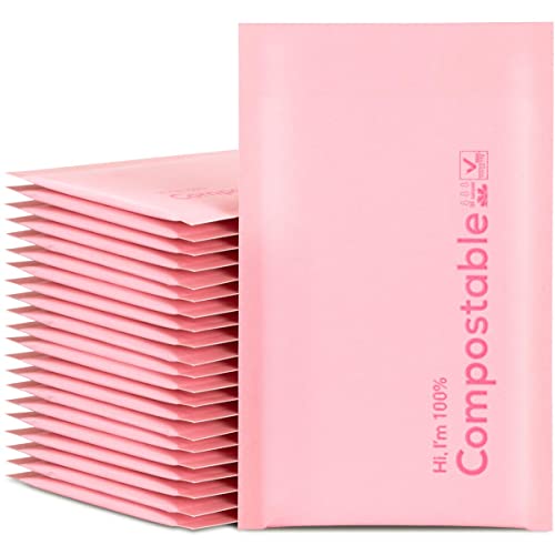 6x10 100% Biodegradable Bubble Mailers,25 Count Pink #0 Compostable Padded Packaging Wrap Envelopes Pouches Eco Friendly Self Seal Bags - color: Pink