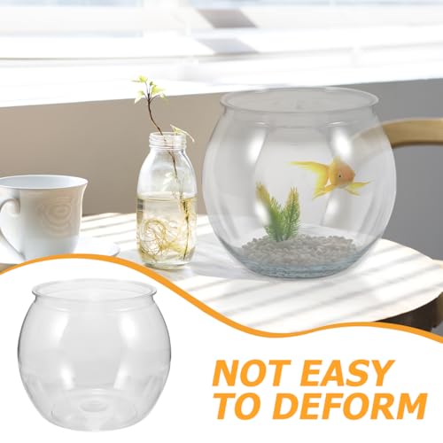 balacoo Transparent Plastic Fish Bowl Round Aquarium Tank for Goldfish Turtles Small Reptiles Home Office Decor Easy to Clean Durable