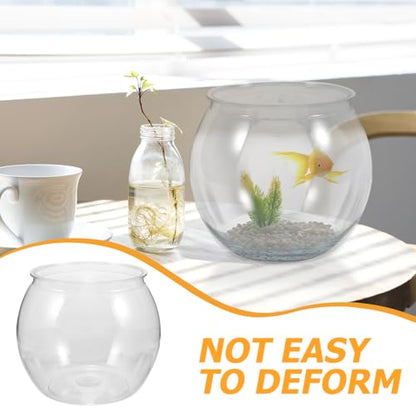 balacoo Transparent Plastic Fish Bowl Round Aquarium Tank for Goldfish Turtles Small Reptiles Home Office Decor Easy to Clean Durable