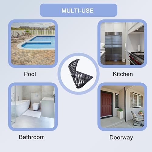 Interlocking Rubber Floor Mats 21”x21” 8 Pack - Open Grid Drainage Tiles, Non-Slip for Deck, Patio, Pool, Garage & Wet Areas