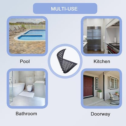 Interlocking Rubber Floor Mats 21”x21” 8 Pack - Open Grid Drainage Tiles, Non-Slip for Deck, Patio, Pool, Garage & Wet Areas