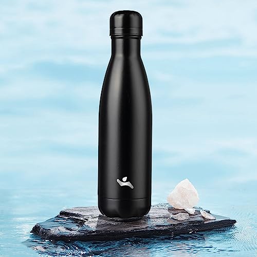 Konokyo 17 oz Insulated Stainless Steel Water Bottle, Midnight Black - color: Midnight Black, size: 17 Ounces