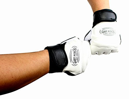Pair of Last Punch Pro Style Artificial Leather Fingerless Boxing Fighting MMA Training Gloves Black/White - size: XX-Large