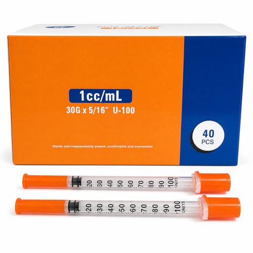 Pack of 40 1ml 30G x 5/16 Inch (0.3mm x 8mm) , U-100 Lab Tools, Individual Wrapped - color: 40PCS-30G5/16
