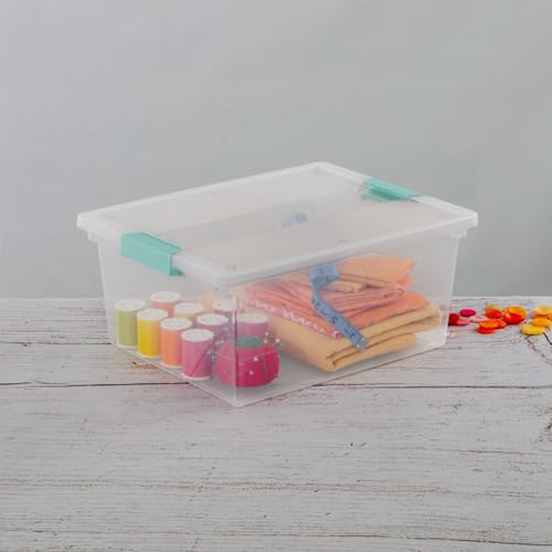 Sterilite 4-Pack Clip Box, Large Stackable Plastic Storage Bins w/ Latching Lids, 18.7 Gal - Heavy-Duty Organizing Containers for Home, Closet, Bathroom, and Office - size: Deep, style: 4 Pack