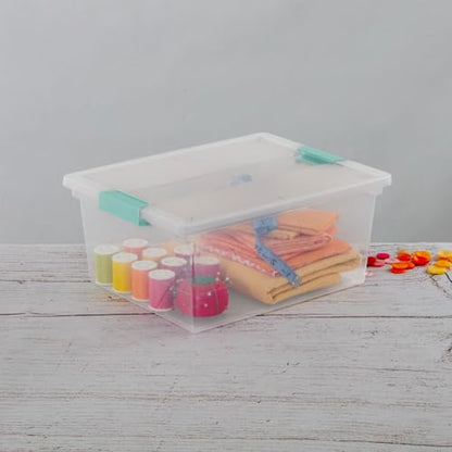 Sterilite 4-Pack Clip Box, Large Stackable Plastic Storage Bins w/ Latching Lids, 18.7 Gal - Heavy-Duty Organizing Containers for Home, Closet, Bathroom, and Office - size: Deep, style: 4 Pack