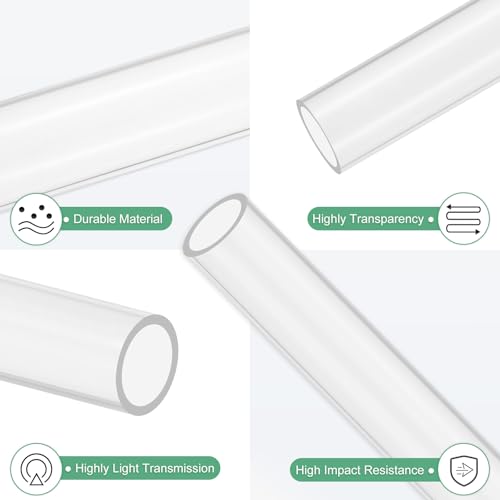 M METERXITY 2-Pack Clear Rigid Acrylic Pipe, 21mm[0.83"] ID x 26mm[1.02"] OD Plastic Round Tube for Water Cooling System/Lamps/Fountains/Aquariums/Display Stand, Acrylic Tubing [305mm/12IN] - size: 21mm ID x 26mm OD