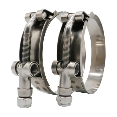 3.25" T Bolt Hose Clamp Stainless Steel - Working Range 89mm - 97mm for 3.25" I.D. Hose with 3mm - 6mm Wall Thickness, Roadformer T-bolt Clamp Featured to Provide Reliable Sealing Force, 2 Pack - size: 3.25" Hose Clamp 89mm - 97mm (3.50" - 3.82")