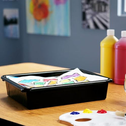 Storex Storage Tray, Letter Size, 10 x 13 x 3 Inches, Black (1 Tray only) - size: 13" x 10" x 3"