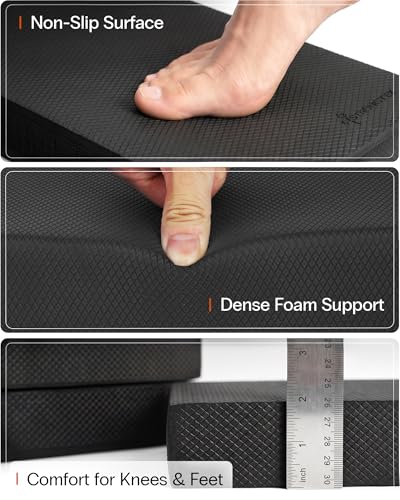 StrongTek 2-in-1 Foam Balance Pad and Kneeling Pad, 15.8 or 19 in Sizes - color: XL-BLACK