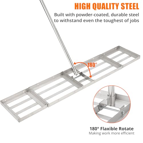 36 Inch Heavy-Duty Hand-Pushed Land Leveler with Stainless Steel Plate, Lawn Leveling Rake & Soil Tool for Leveling Garden/Yard Ground, Sand & Topdressing, Durable Leveling Equipment