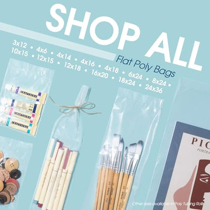 3" X 12" Open-End Flat Poly Bags (1000 Count) - 2 Mil Clear Heat-Sealable Plastic Bags for Packaging, Shipping, Storage - No Adhesive Strip - Spartan Industrial - size: 3" X 12"