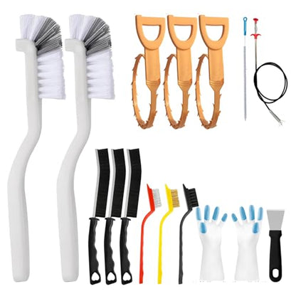 11 Pcs Crevice Brushes for Cleaning Crevice Cleaning Brush Set, 6 Pack Drain Hair Remover Set for Corner Sink Cup Teapot Bottle Blender, Clogged Pipes and Tubes
