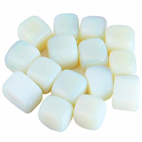 rockcloud 1 lb Tumbled Polished Stones Gemstone Supplies for Wicca,Reiki,Healing Crystal,Opalite - color: Milk White