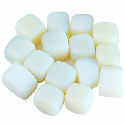 rockcloud 1 lb Tumbled Polished Stones Gemstone Supplies for Wicca,Reiki,Healing Crystal,Opalite - color: Milk White