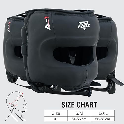 A1 Boxing Sparring Headgear – Face Saver Head Guard with Nose Protection, Cowhide Leather Boxing Headgear for MMA, Muay Thai & Kickboxing Training - color: Black, size: Large-X-Large