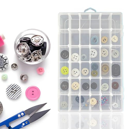 2 Pack Bead Storage Containers with Adjustable Dividers - for Jewelry Making, Craft Supplies, Fishing Tackle, with 2 Sheets Label Stickers - Compatible with Beads, Earrings, and Small Hardware