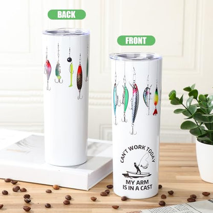 Skylety Father's Day Fishing Gifts Men Fishing Lures Insulated Tumbler Double Walled 20oz Stainless Steel Travel Cup Cold Hot Fisherman Coffee Mug Tumbler for Men Dad Gifts