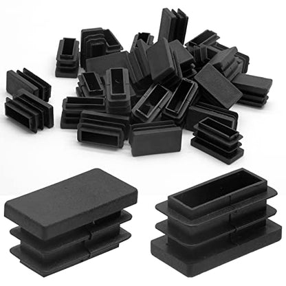Piutouyar Rectangular Tubing End Caps, Plastic Plug Insert, Black End Cap for Tube Hole Insert, Fences, Furniture Non-Slip Protection (26mm x 13mm / 1.02 Inch x 0.5 Inch),32Pcs - size: 26 x13mm / 1.02 x 0.5"-32Pcs