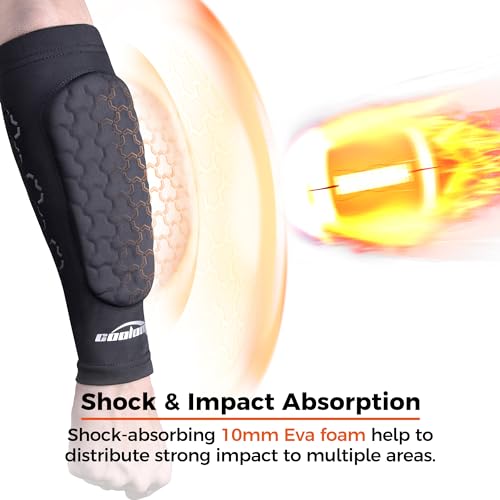 COOLOMG Football Forearm Pad with Stick Grips - color: Black Pair, size: Small