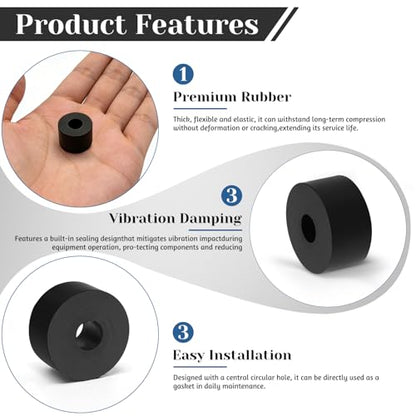 8 PCS Multi Purpose Rubber Spacer, 1-1/5" OD x 3/8" ID x 3/5" Thickness Rubber Washers for Screws, Anti Vibration Pads for Bolts, Car, Boat, Home (30 * 10 * 15mm) - size: 1-1/5" OD x 3/8" ID x 3/5" Thickness