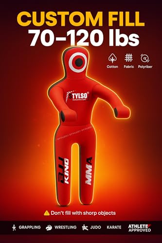 Unfilled Grappling Dummy – Adult Life Size Wrestling & BJJ Training Dummy, MMA Jiu Jitsu Judo Takedown & Throwing Practice, Heavy-Duty Triple-Stitched Canvas Submission Dummy - color: Red, size: 5ft / 60"